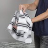 100% Cotton Tea Towel - Black Basketweave Stripe Pattern, Pack