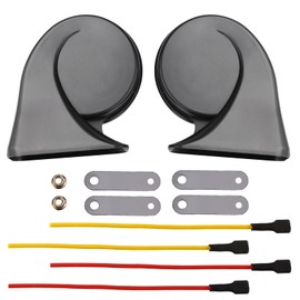 2 Stück 12v Auto Horn Kit, wasserdichte super laute Zug Hupe, universelle elektrische Schnecken Hupe für LKW Auto Motorrad Boot