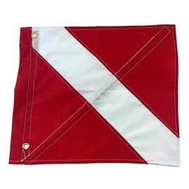 SPEARFISHING WORLD Dive Flag for Scuba Diving Spearfishing Use with Float, Buoy, Pole Diver Down 14 x 16 in Removable Stiffening Pole Support Rod Easy to Use