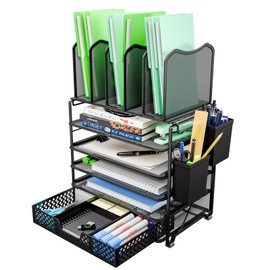 Simple Trending – Organizador de archivos de escritorio de malla metálica de 5 niveles, bandejas para papel tamaño carta con cajón deslizante, para of