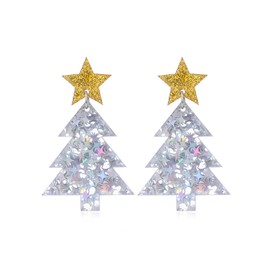 Christmas Tree Earrings for Women Acrylic Christmas Holiday Earrings Colourful Star Love Heart Christmas Tree Drop Dangle Earrings for Christmas Jewelry Gifts (B)