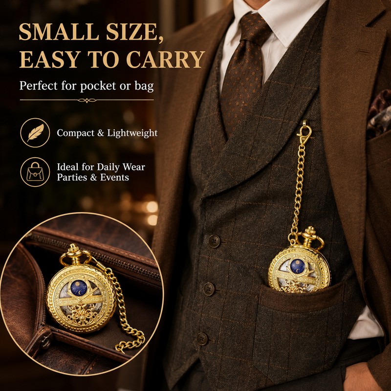 Vintage Mechanical Pocket Watch for Everyday Style – Hollow Star