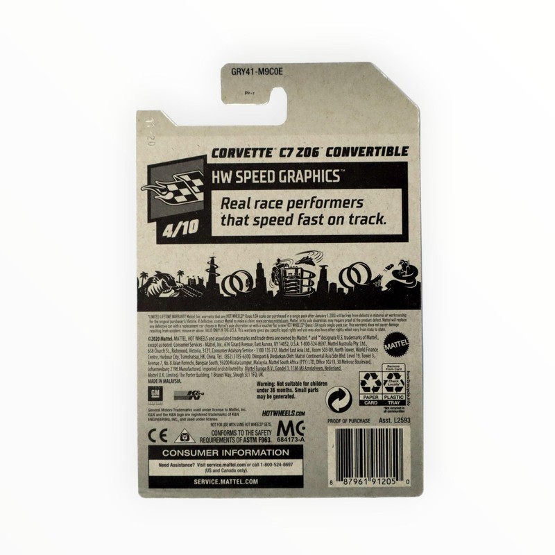 Hot Wheels Corvette C7 Z06 Convertible, Speed Graphics 4/10 [Black]