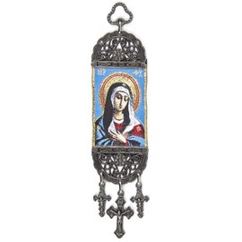 436 - Religious Icon – Holy Blessed Virgin Mary Most Sacred Immaculate Heart - Wall Hanging Tapestry Banner Art Décor - Christian Orthodox Catholic - 21 x 5 cm