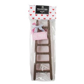 Valentine Crafts Mini Valentine's Day Ladder Mini Decor - 8 x 2 Inches - 2 Pieces (Pink & Brown)