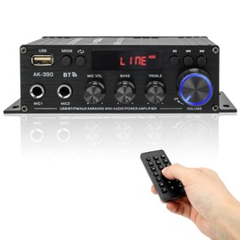 okanemoqi 800W Amplifier Home Audio, Bluetooth 5.0, RMS 40Wx2, 2 Channel Amplifier with USB SD BT.C FM AUX for Home Theater Karaoke, Garage, Backyard, Theater, Outdoor, Poolside