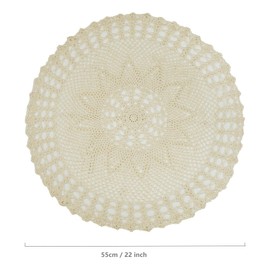 kilofly Home Handmade Crochet Cotton Lace Table Sofa Doily, Waterlily, Beige, 22 inch
