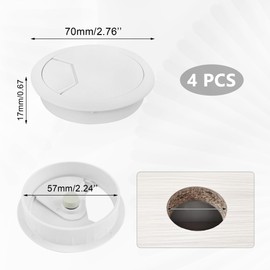 Qancekoo 4 PCS Desk Cable Wire Grommet Table Cable Grommet Desk Cable Hole Cover Plastic Desk Grommet for Organize Office and Home Table Cable (White)