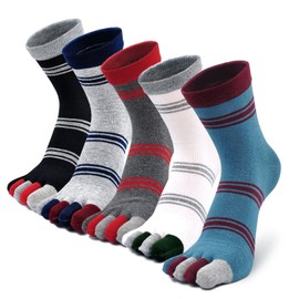 CaiDieNu - Calcetines deportivos de algodón para hombre, 5 pares, Raya-05-5 pares, 9-12