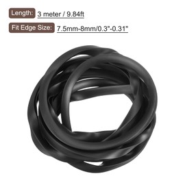 uxcell U Channel Edge Trim, 9.8ft Length Rubber Guard Seal Strip Edge Protector Flat Type Fit for 7.5-8mm Edge, (7/16" W x 15/32" H) Black