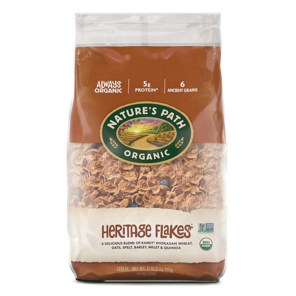 Nature's Path Organic Heritage Flakes Cereal, 2 Lbs. Earth Friendly Package (Pack of 6)