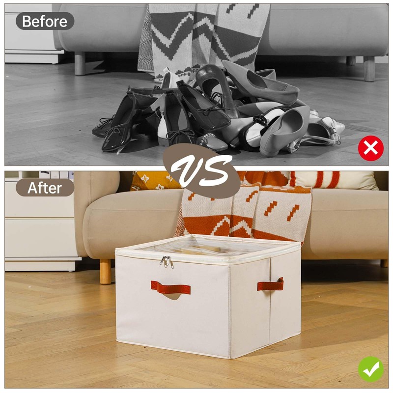 INSTY Shoe Organizer for Closet, 2 Pack Foldable Shoe Storage
