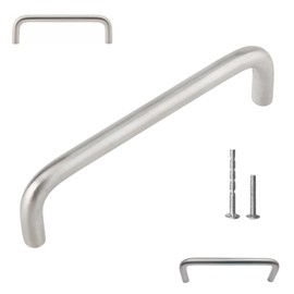 Handsley 4-Inch Wire Handles, 10-Pack – Satin Nickel Commercial Cabinet Pulls, Brushed Chrome Drawer Handles, and Matte Chrome Office Cabinet Hardware
