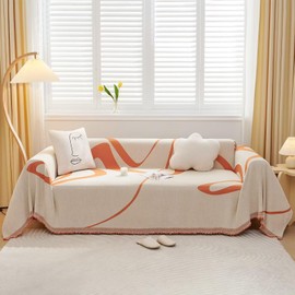 VClife Dog Couch Cover Sofa Cover for 3 Cushion Couch Sofa, Washable Sofa Protector Love Seat Cover with Tassel, Non Slip Pet Couch Slipcover for 3 Seat, Caramel Furniture Couch Cover, 71'x134''