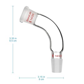 StonyLab Glass Distillation Adapter 105 Degree Bent with 14/20 Outer and Inner Joint