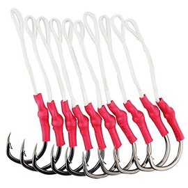 Assist Fishing Hooks-50pcs Live Bait Jig Assist 420 Stainless Steel Fishing Hooks with Strong PE Braid Fishing Line (9/0-50pcs)