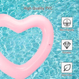Blublu Park Flotador Inflable de corazón para Piscina, Anillos de natación de Sweet Love para Verano, diversión acuática, Juguetes de Fiesta en la Playa, para niños, Adultos, Rosa