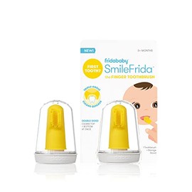 Fridabababy - cepillo para polvo de dientes para bebé (silicona, sin BPA, cepillo para polvo de dientes de doble cara para bebés de 3 meses en adelante)
