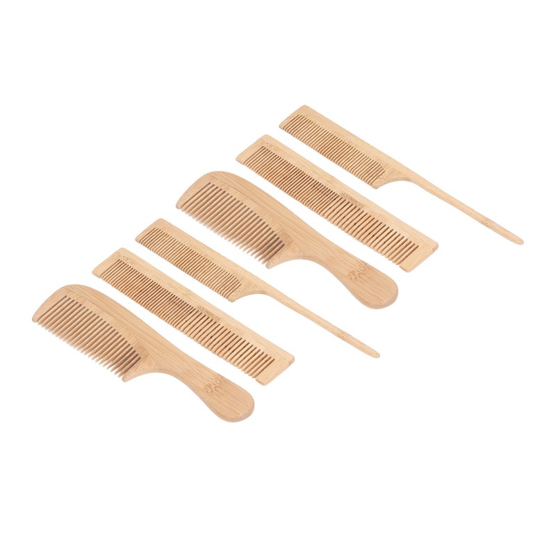 6pcs Bamboo Hair Comb Set for Barber Anti Static Heat
