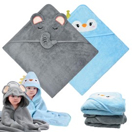 FZSECRIU Pack of 2 80 x 80 cm Hooded Towel Baby, Baby Towel with Hood, Baby Bath Towel, Children's Towel with Hood, Baby Towel Hood, Wash Cloth Baby, Baby Wash Cloth, Baby Gift Boy, Baby Things