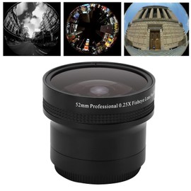 52mm 0.25x Fisheye Lens with Removable Macro Lens, for All 52mm/2.0in Camera Lenses, DSLR SLR Camera