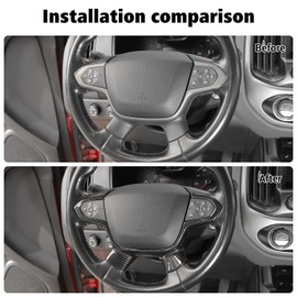 Voodonala for Chevy Colorado 2014-2022 Traverse 2018-2023 Steering Wheel Panel Cover Interior Steering Wheel Accessories Compatible with Chevy Colorado 2014-2022 Traverse(1Pc,ABS,Carbon Fiber Black)