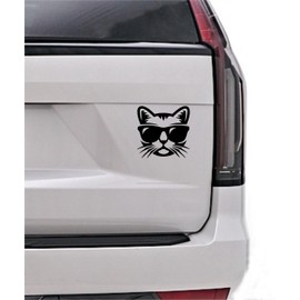 FulysArtHouse™ Cool Cat Car Window Decal, Vinyl Sticker 8 inches (Black Sticker)