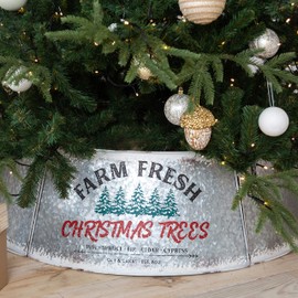 Hallops Galvanized Christmas Tree Collar - Large to Small Christmas Tree Base Cover. Adjustable Metal Skirt, Christmas Decor (Original, Oversize)