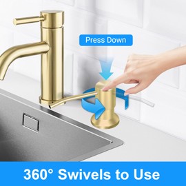 Soap Dispenser Kitchen Sink, Sink Soap Dispenser, 47" Extension Tube kit, Dish Soap Dispenser Pump, No Need More Refills (Gold)