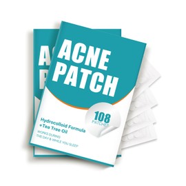 Acne Patches for Face - Hydrocolloid Pimple Patches with Tea Tree Oil for Spot Treatment, Zit Patch, Blemish Cover, Two Sizes, Vegan, Cruelty Free (108 Count (Pack of 1))
