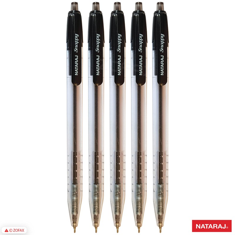 NATARAJ Snappy Ballpoint Pens, Retractable, BLACK, 0.7mm Fine Point, Pack