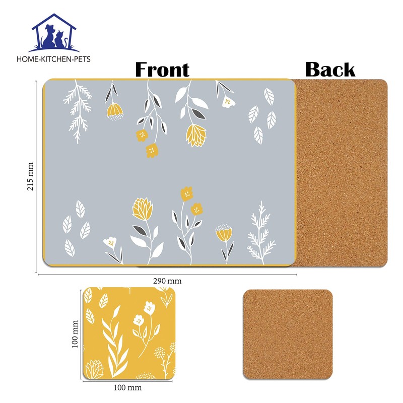 Placemats and Coasters Set – 8-Piece (4+4) Heat-Resistant, Waterproof, Non-Slip