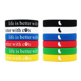 Ouideesain Paw Print Rubber Bracelets Cat Lovers Silicone Stretch Wristbands for Christmas Birthday Party Supplies