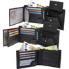 Fa.Volme® #VO11 Men's Genuine Leather Wallet, Landscape Format Black