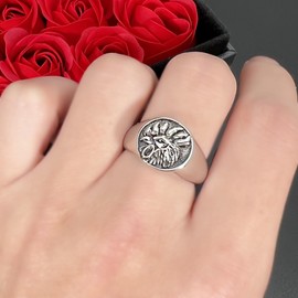 Hsitgexf Hip Hop Gallic Rooster Chicken Signet Ring,Vintage Gothic Animal Rooster Ring for Men Rock Punk Phoenix Bird Totem Jewelry（8）