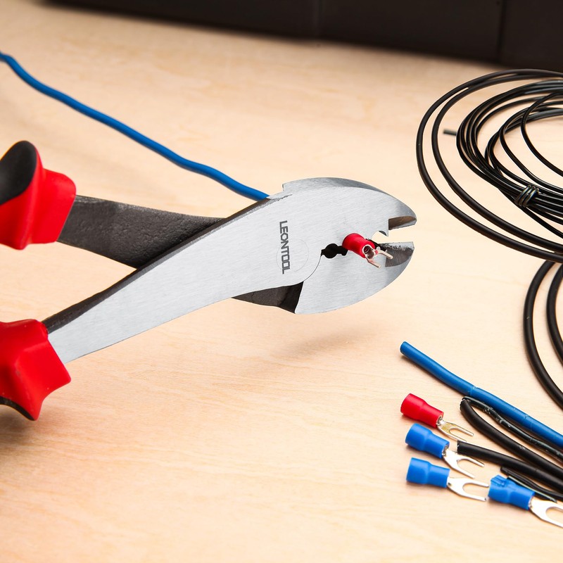 LEONTOOL Wire Crimping Tool with Cutter 8-Inch Electrical Pliers Terminal