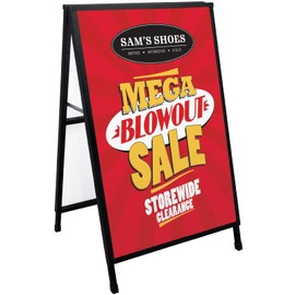 Excello Global Products Metal A-Frame Sidewalk Sign, 24" x 36", Black