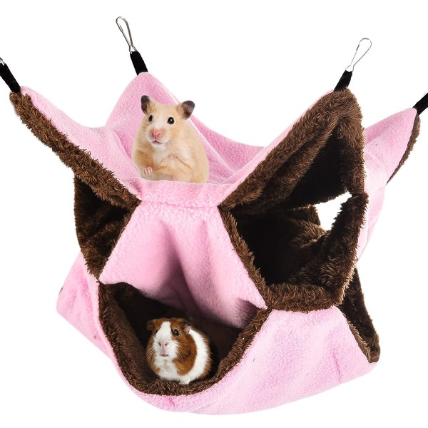XINRUI 3 Tier Ferret Rat Hammock,Guinea Pig Cage Accessories,11.8x11.8 Inches,Pet