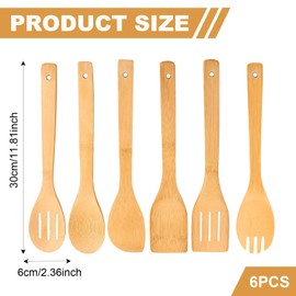 ASIRYVA 6 Pcs Bamboo Wooden Utensils, Resistant & Stylish Wooden Cooking Utensils for Everyday Cooking