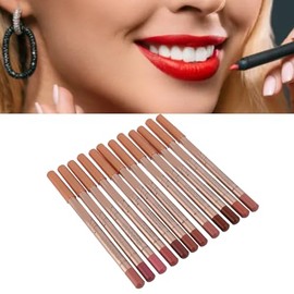 Juego de Delineadores de Labios de 12 Colores, Lápices de Labios Mate Impermeables con Sacapuntas Incorporado, Delineador de de Larga Duración para Mu