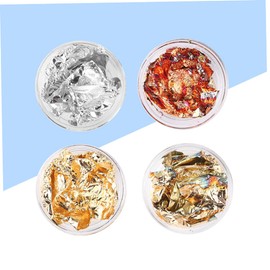 FOMIYES 24pcs Metallic Flakes Silver Gold Nail Foil Nail Art Stickers Foil Chip Decorations for Women Girls DIY Manicure