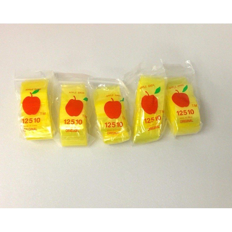 12510 (1.25"X1") Yellow Color Apple Brand Bags Mini ZipLock Baggies,