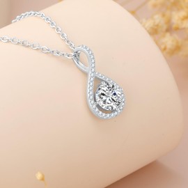 Halskette Damen Silber 925 Anhänger Unendlichkeitszeichen, Frauen Teardrop Schmuck Birnenform Silberkette, Muttertag Valentinstag Geburtstagsgeschenk Weihnachtsgeschenke für Mutter Freundin