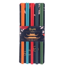 Essstäbchen-Set, 24 cm, wiederverwendbar, 5 Farben, Silikon, Edelstahl, japanische Essstäbchen, Anti-Rutsch-Essstäbchen, Geschirr-Set zum Kochen und Essen