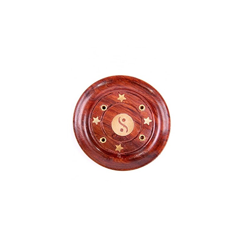 Sheesham Wood Round Ash Catcher – Yin Yang Inlay