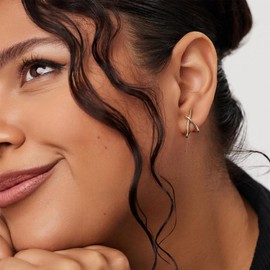 JUNVirtuous Gold Earrings for Women Trendy, 14K Plated Gold Stud for Women Dainty Minimalist Earrings Lightweight Simple Unique Cute Stud Earrings Hypoallergenic Jewelry