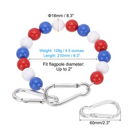 PATIKIL Flagpole Retainer Ring Flag Pole Accessories, 2Pcs Flag Beaded Mount Ring Keep Flag Close to Pole Weight with Stainless Steel Cable for Indoor Outdoor Flagpole,Red/White/Blue, 2.8"