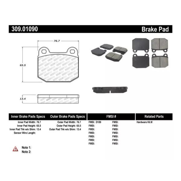 StopTech Performance 05-06 Lotus Exige Front Brake Pads 309.0109