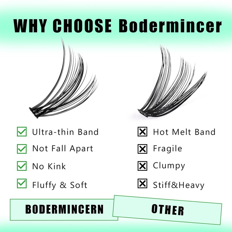 Bodermincer Lash Extension 240pcs D Curl 20D Cluster Individual Cluster