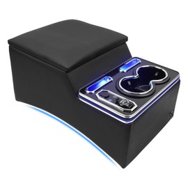 Center Console Armrest Organizer with Upgraded 7-Color Mood Lighting Center Console for Truck & Minivan & Car & SUV Cab Front Seat Bench Seat Storage Box (Update)